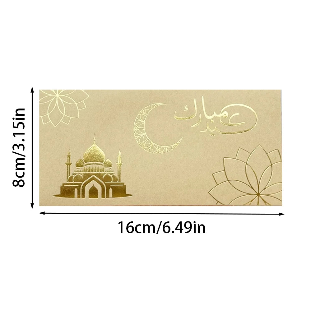 12 stuks gouden Eid Mubarak enveloppen