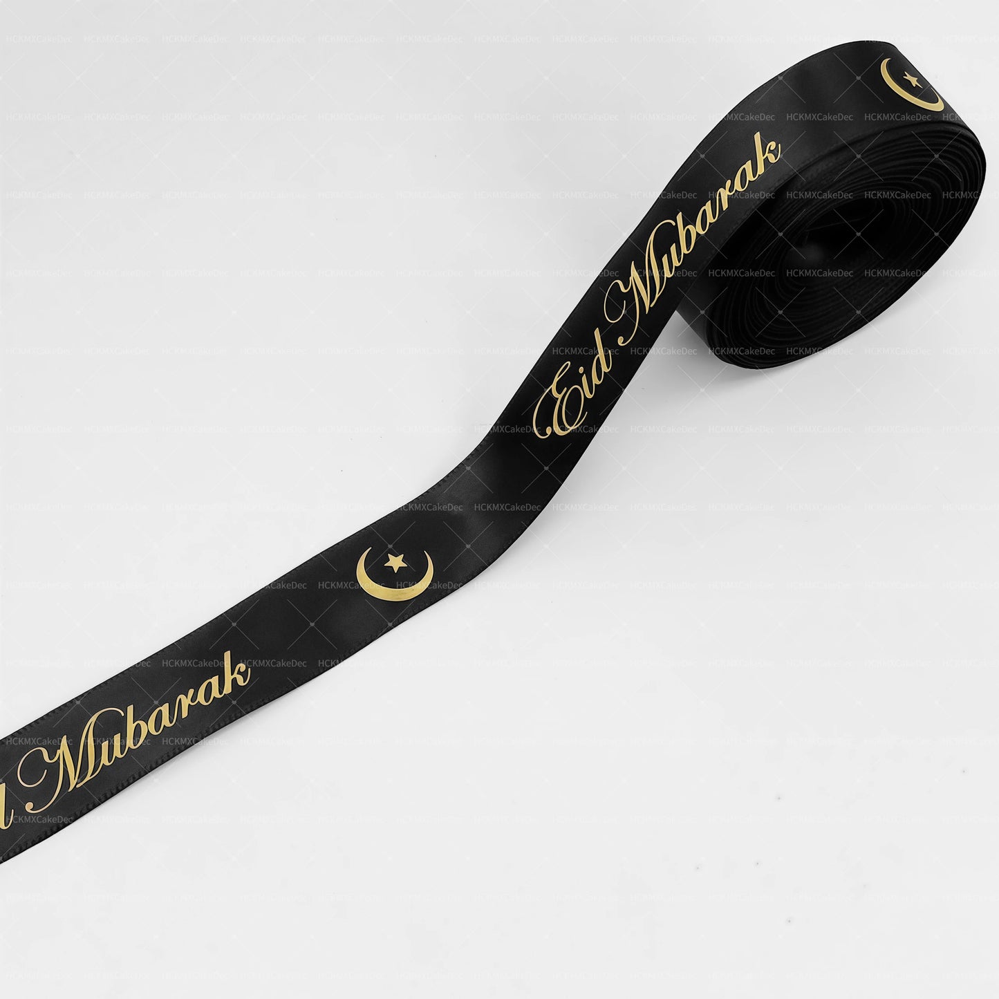 1Roll 1.6cmX5Yards Eid Mubarak Ribbons Bow Gift Box Wrapping DIY Decoration Festival Party Supplies Ramadan Kareem