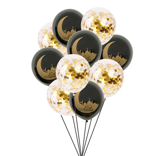 1Bag 10inch Moon Eid Mubarak Latex Ramadan Mubarak Balloon Muslim Islamic Festival Eid al-fitr Party Favors Decoration supplies