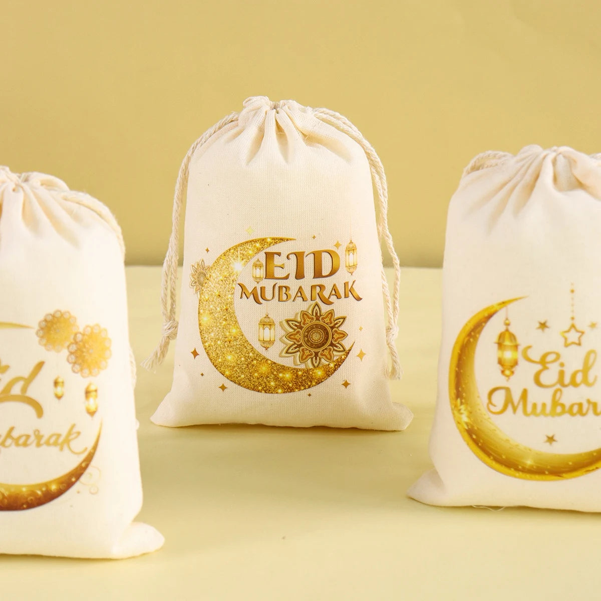 6 stuks Eid Mubarak Cadeauzakjes – Linnen Goodie Bags